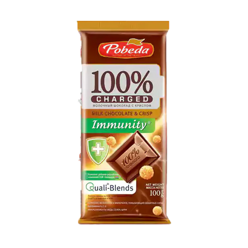 تابلت 100% شارژ شکلات شیری و کریسپی پوبدا 100 گرم